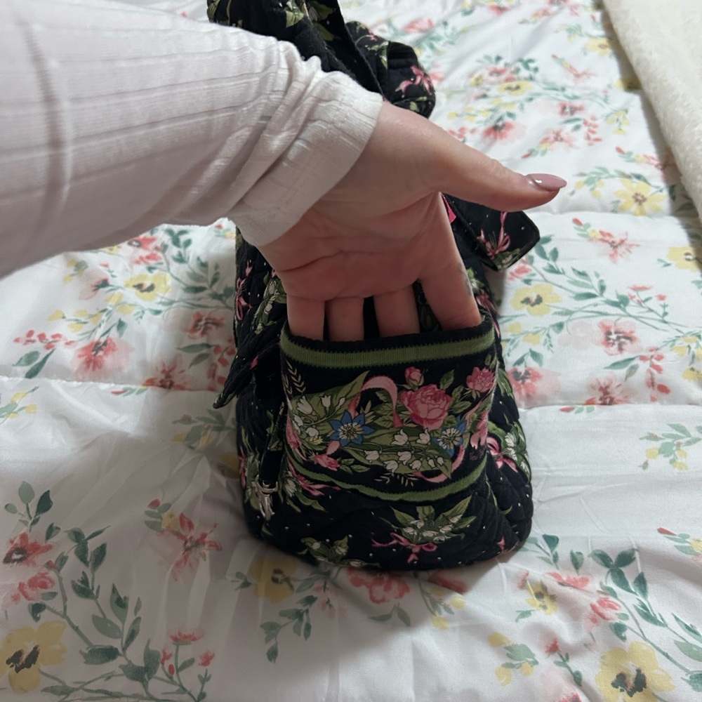 Vera Bradley Black and Pink Floral Shoulder Bag - Picture 4 of 6